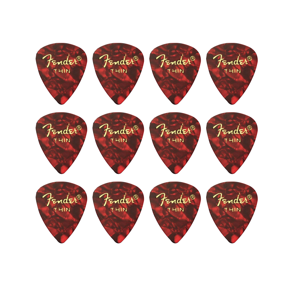 Fender - 12 mediators Thin - Rouge moto
