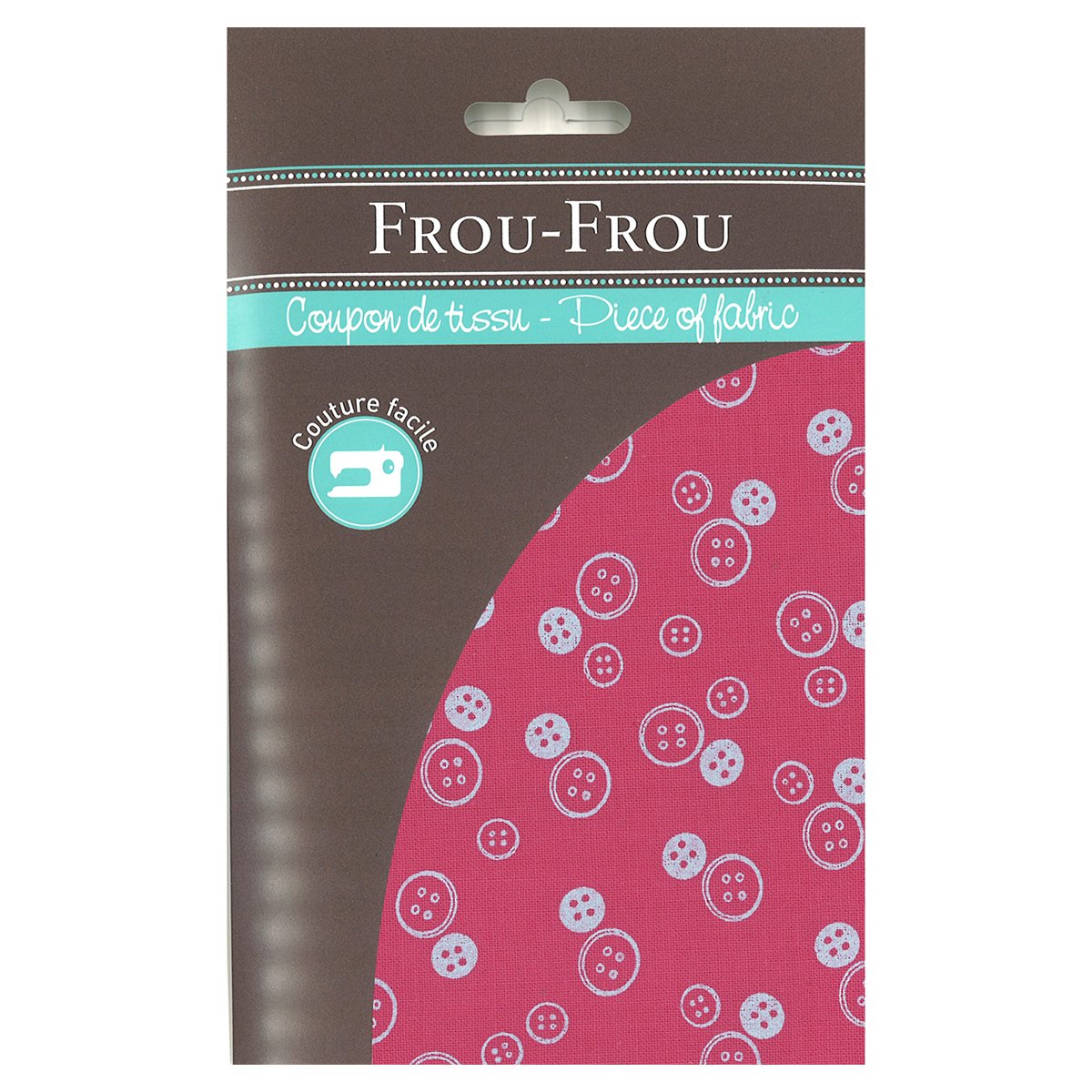 Coupon de tissu Frou Frou - 45x55 cm - motif boutons - fuchsia