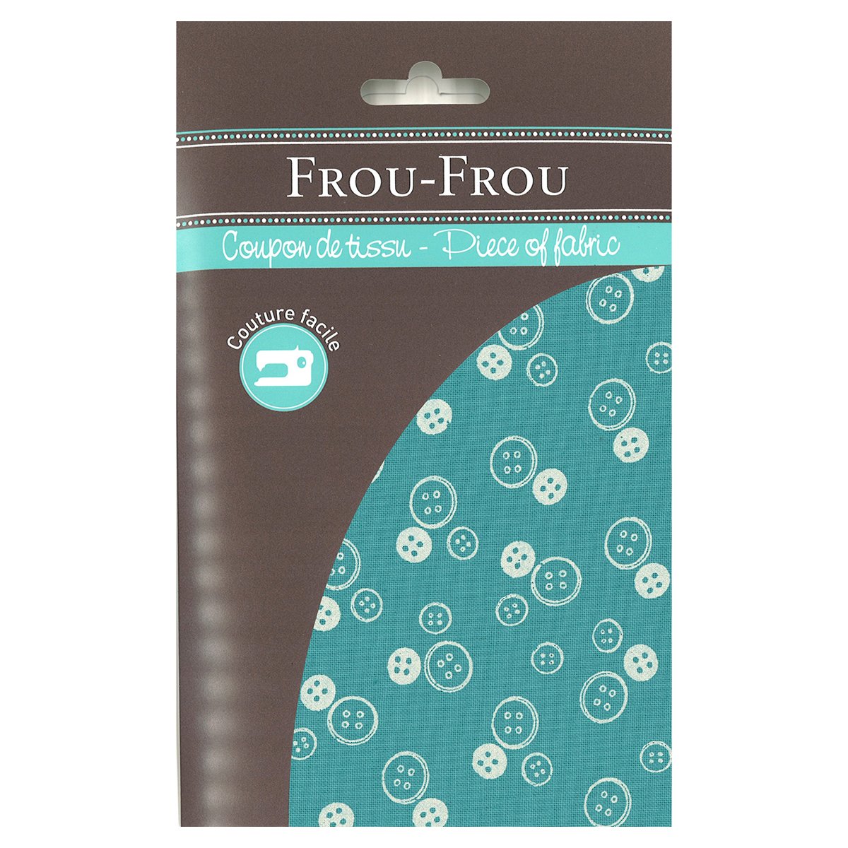 Coupon de tissu Frou Frou - 45x55 cm - motif boutons - bora bora