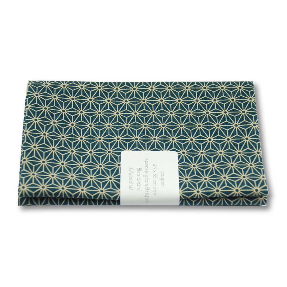 Coupon de tissu à motifs - 45x55 cm - bleu canard