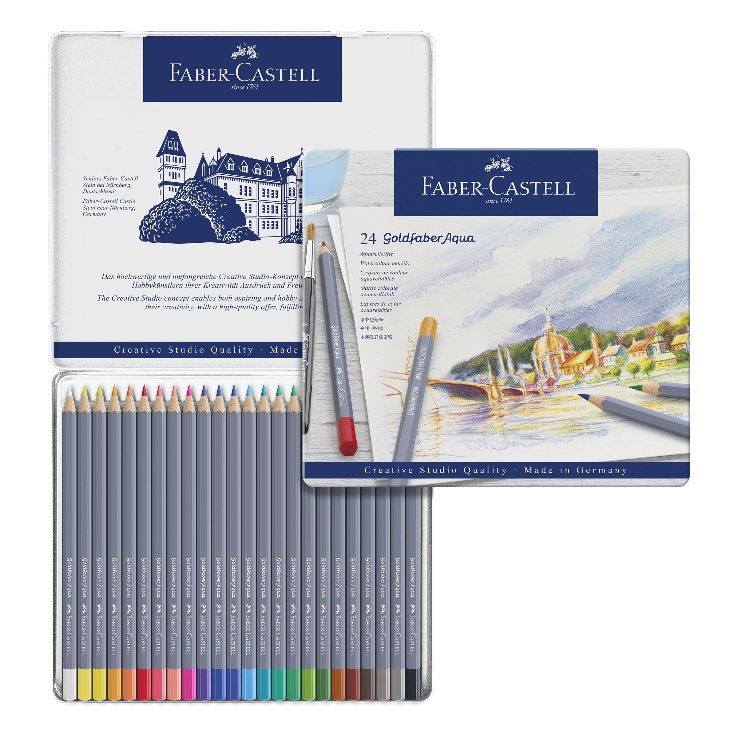 Boîte de 24 crayons de couleur aquarellables Goldfaber Aqua - Faber-Castell