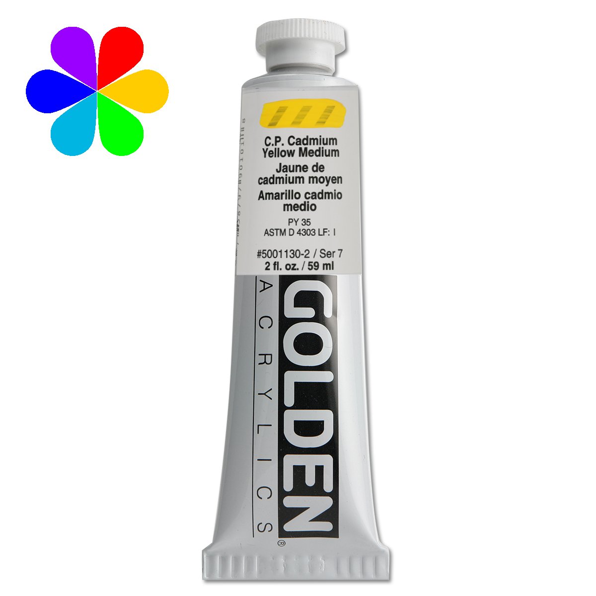 Acrylique Golden - 59 ml - jaune cadmium moyen - S7