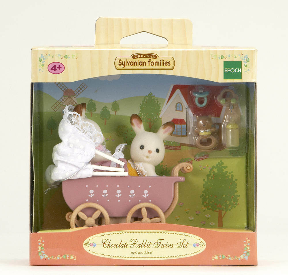 Jumeaux lapin chocolat poussette - Sylvanian Families