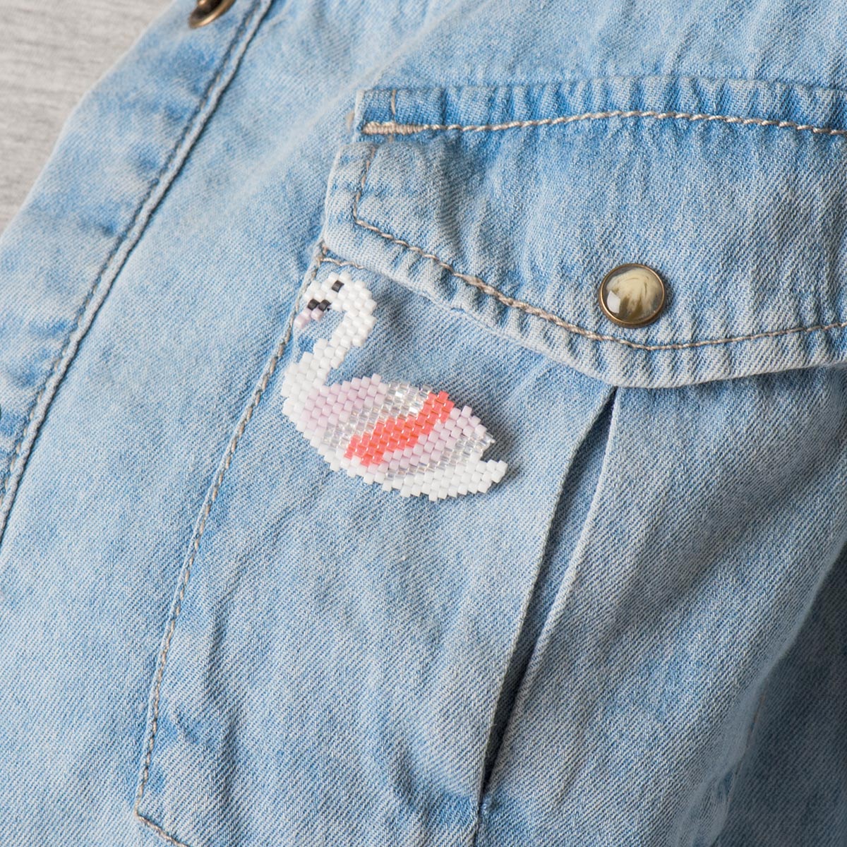 Kit de tissage Brick Stitch - Broche - Cygne