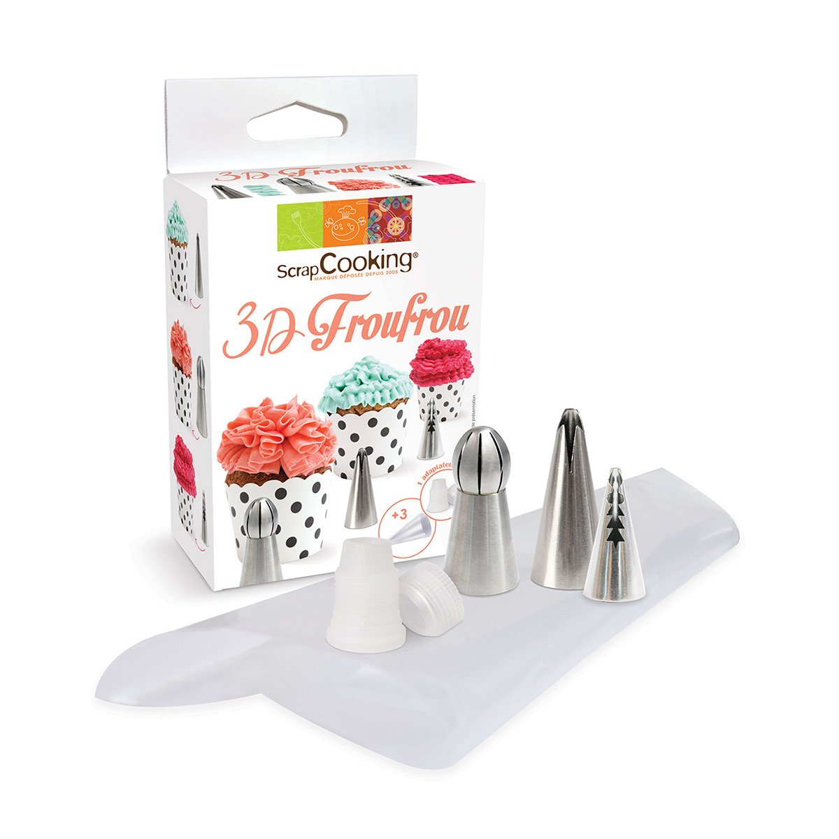 Pack 3D Froufrou avec douilles - Scrapcooking