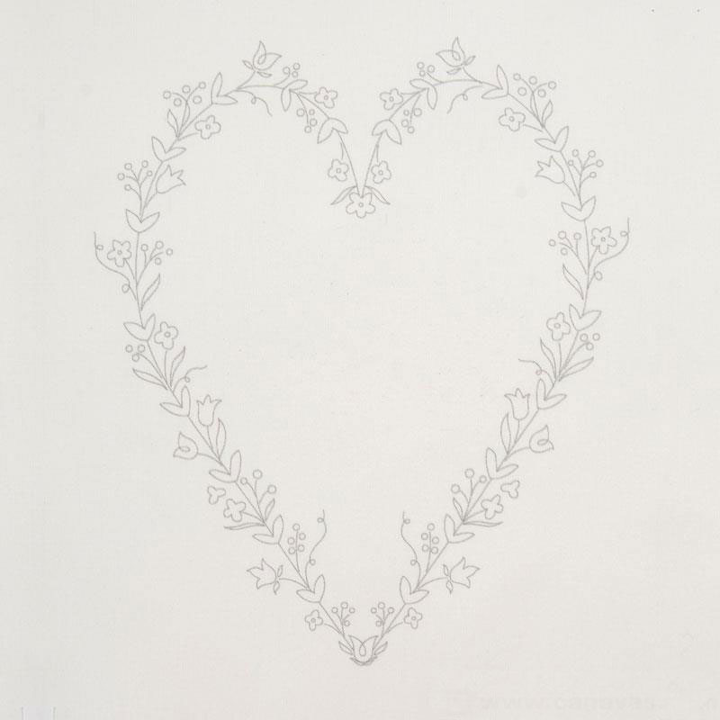 Kit broderie mariage - 25 x 30 cm - Cœur fleuri