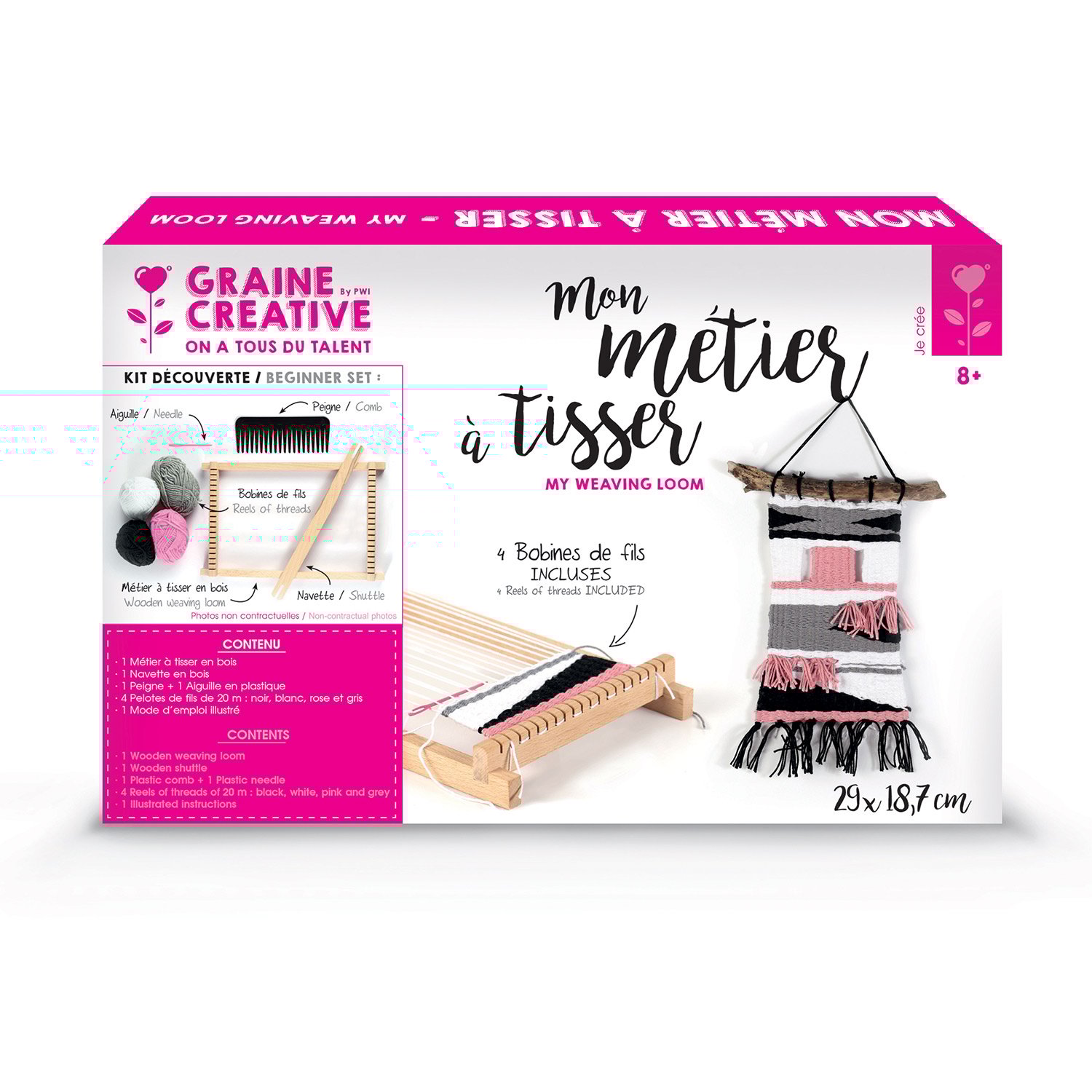 Kit métier à tisser en bois - Graine Créative - 29x18,7cm