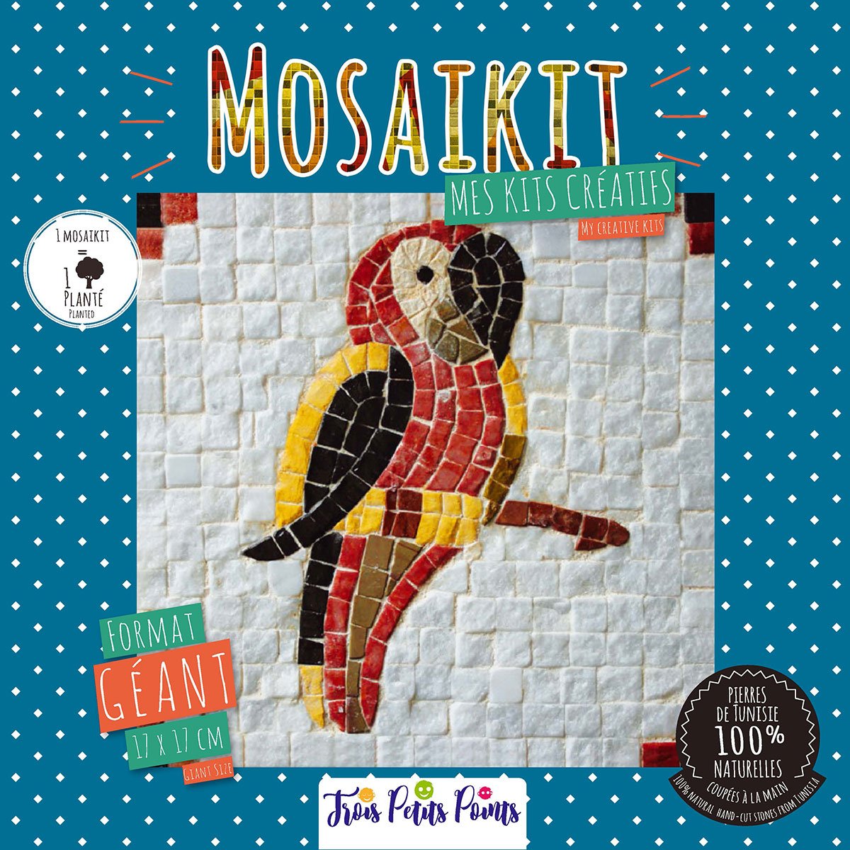 Kit mosaïque géant - Perroquet - 17 x 17 cm