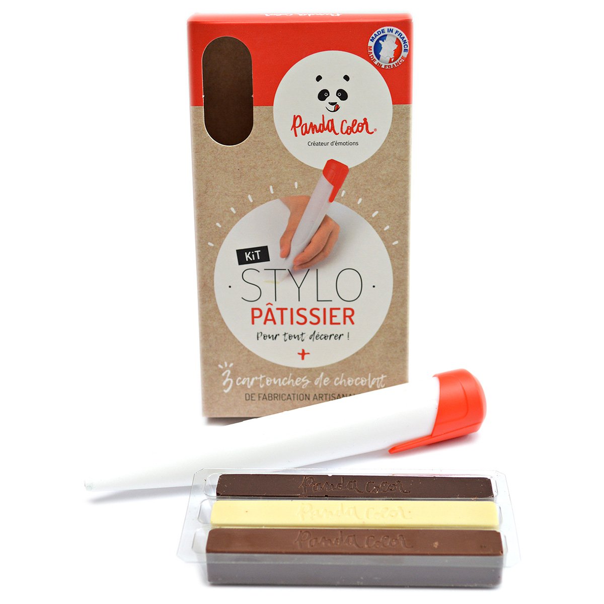 Kit Stylo pâtissier - 3 cartouches chocolat - Panda Color