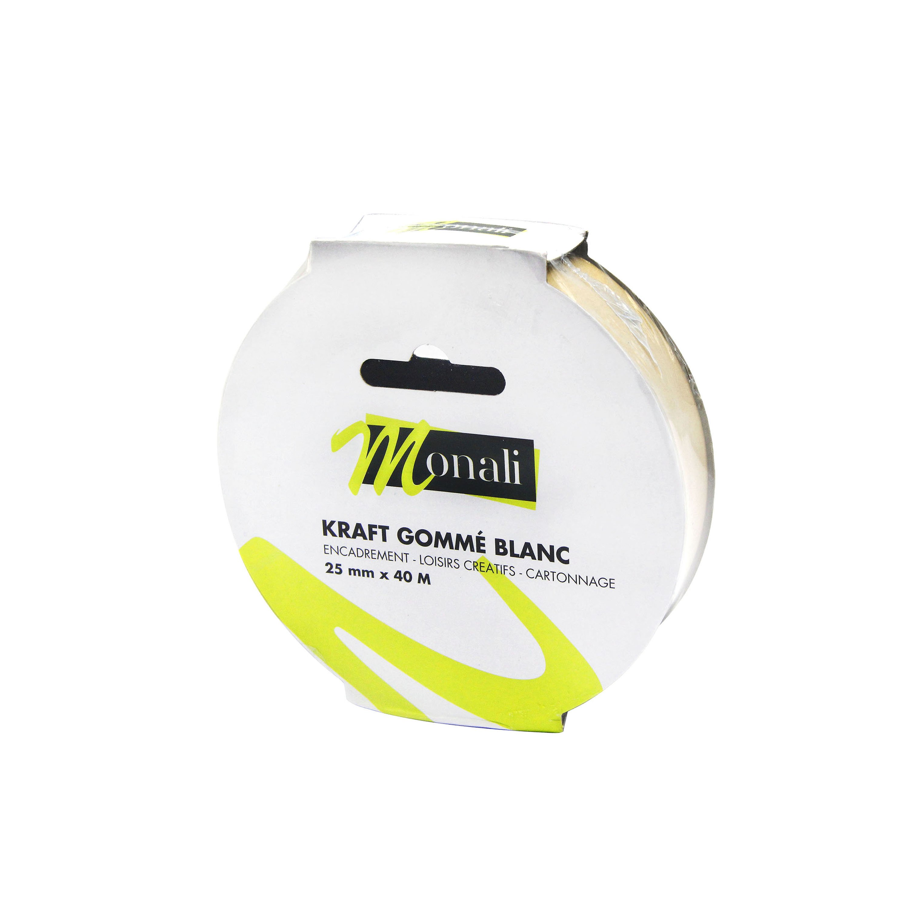 Kraft gommé brun - 40m x 25mm- Monali