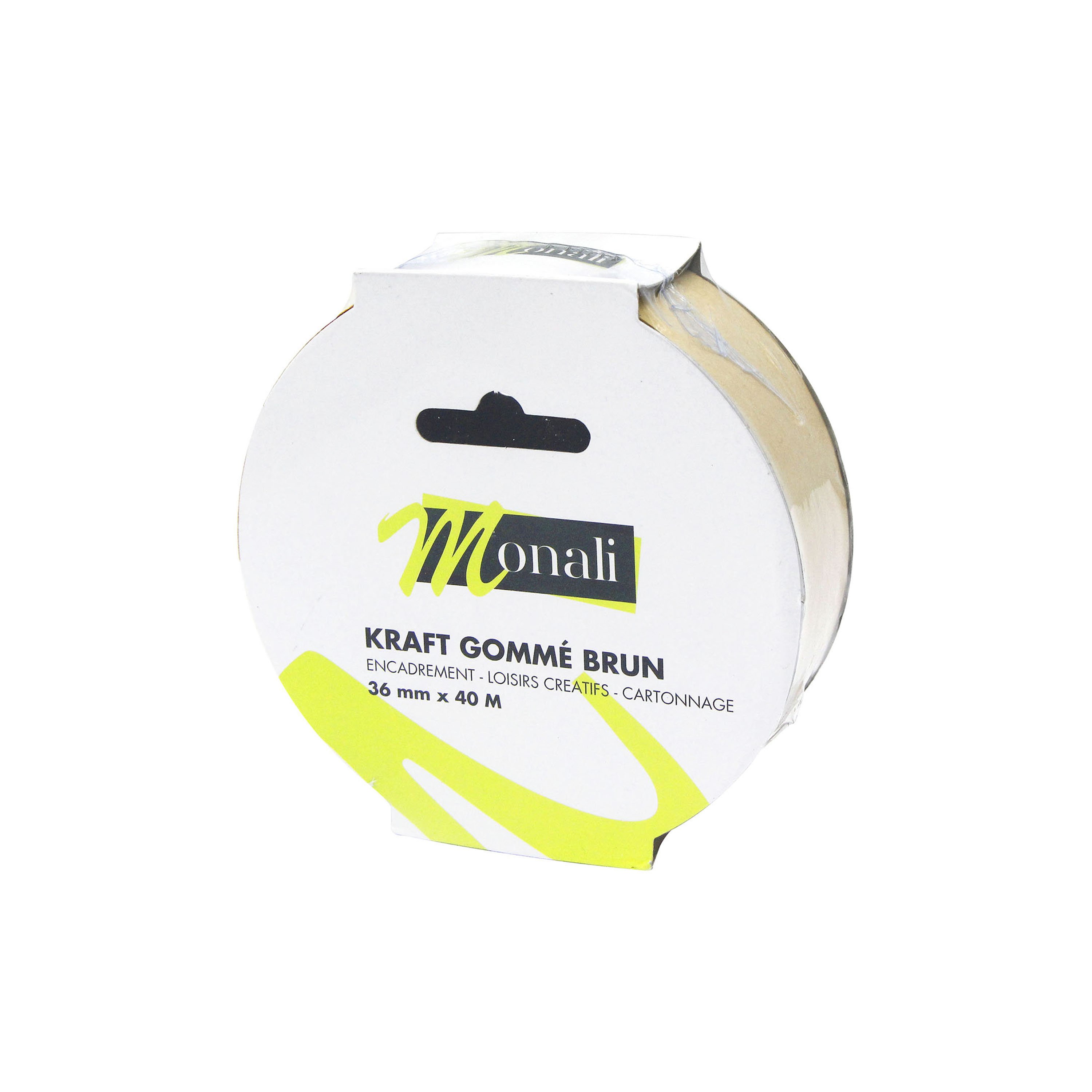 Kraft gommé brun - 40m x 36mm- Monali