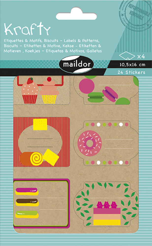 4 planches stickers - Krafty - Cuisine biscuits