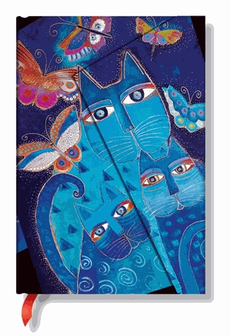 Journal - 9,5 x 14 cm - Ligné - Papillons et chats bleus - Paperblanks