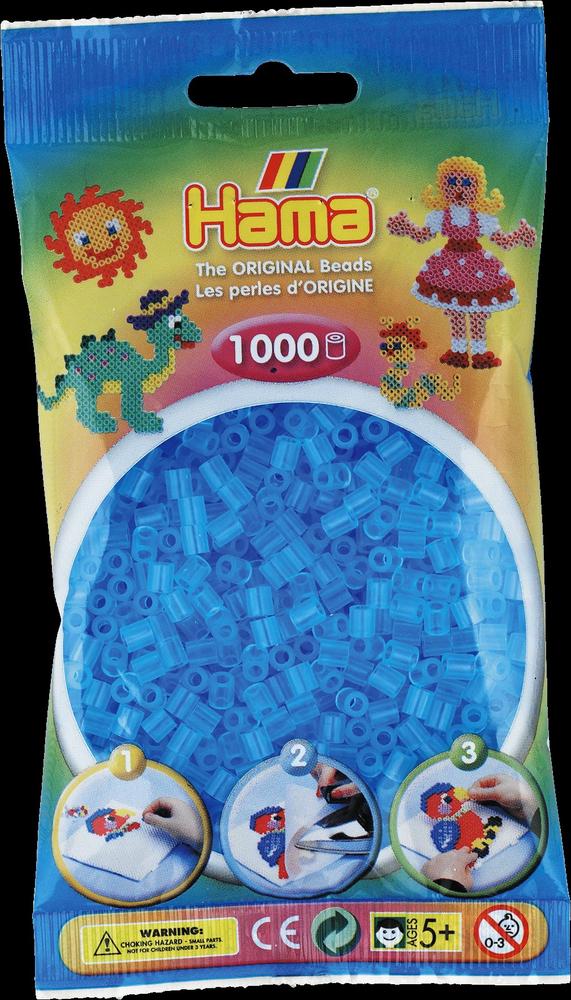 Sachet 1000 perles Hama - MIDI - bleu transparent - 20773