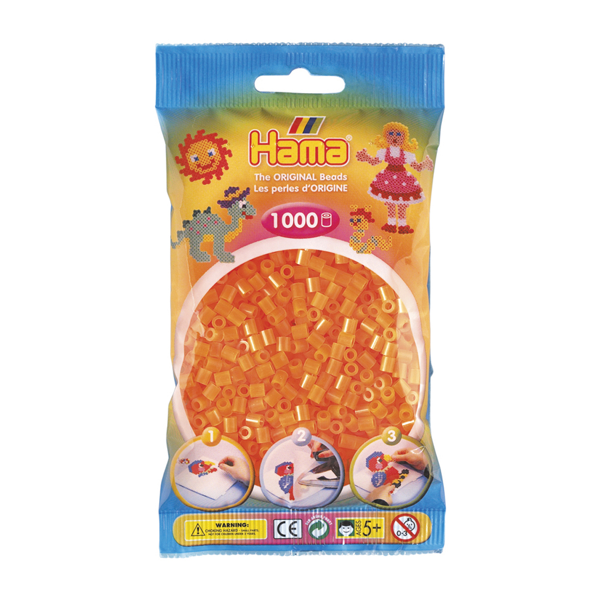 Sachet 1000 perles Hama - MIDI - orange néon - 20738