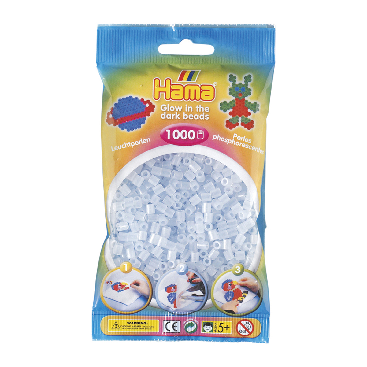 Sachet 1000 perles Hama - MIDI - bleu phosphorescent - 20757
