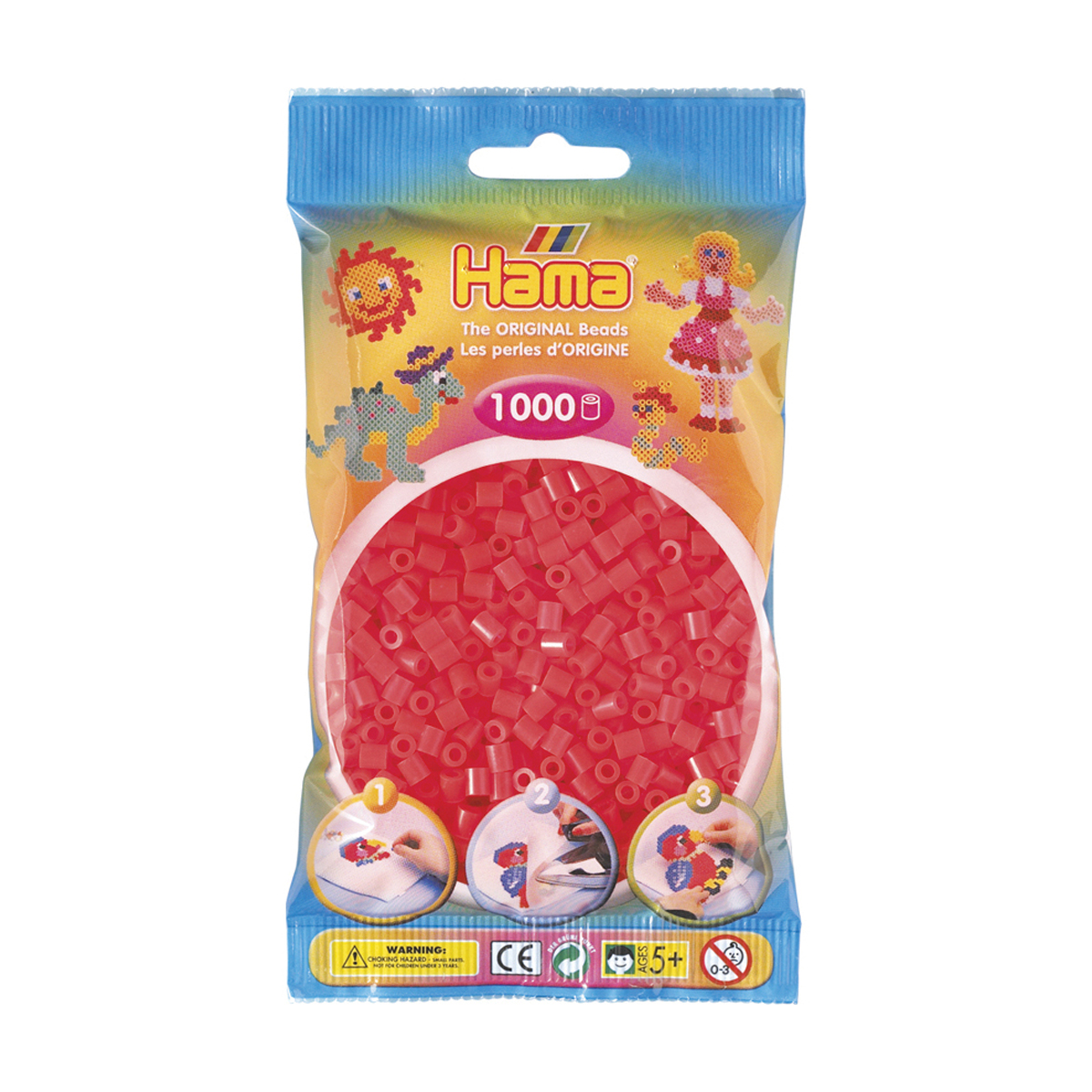Sachet 1000 perles Hama - MIDI - rouge néon - 20735