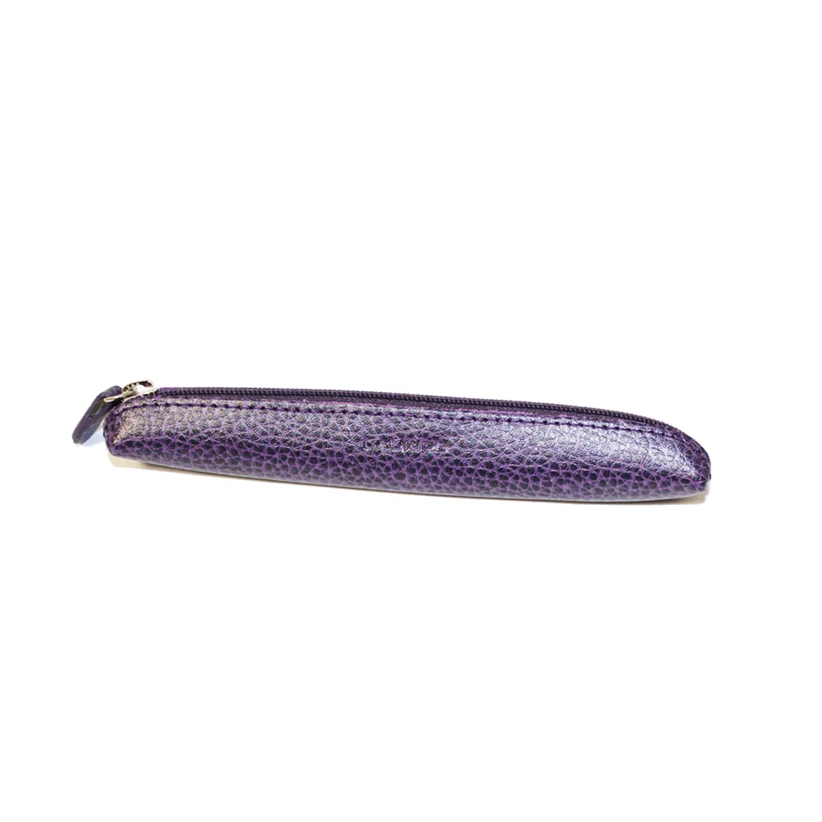 Mini trousse 1 stylo - cuir grainé - Violet