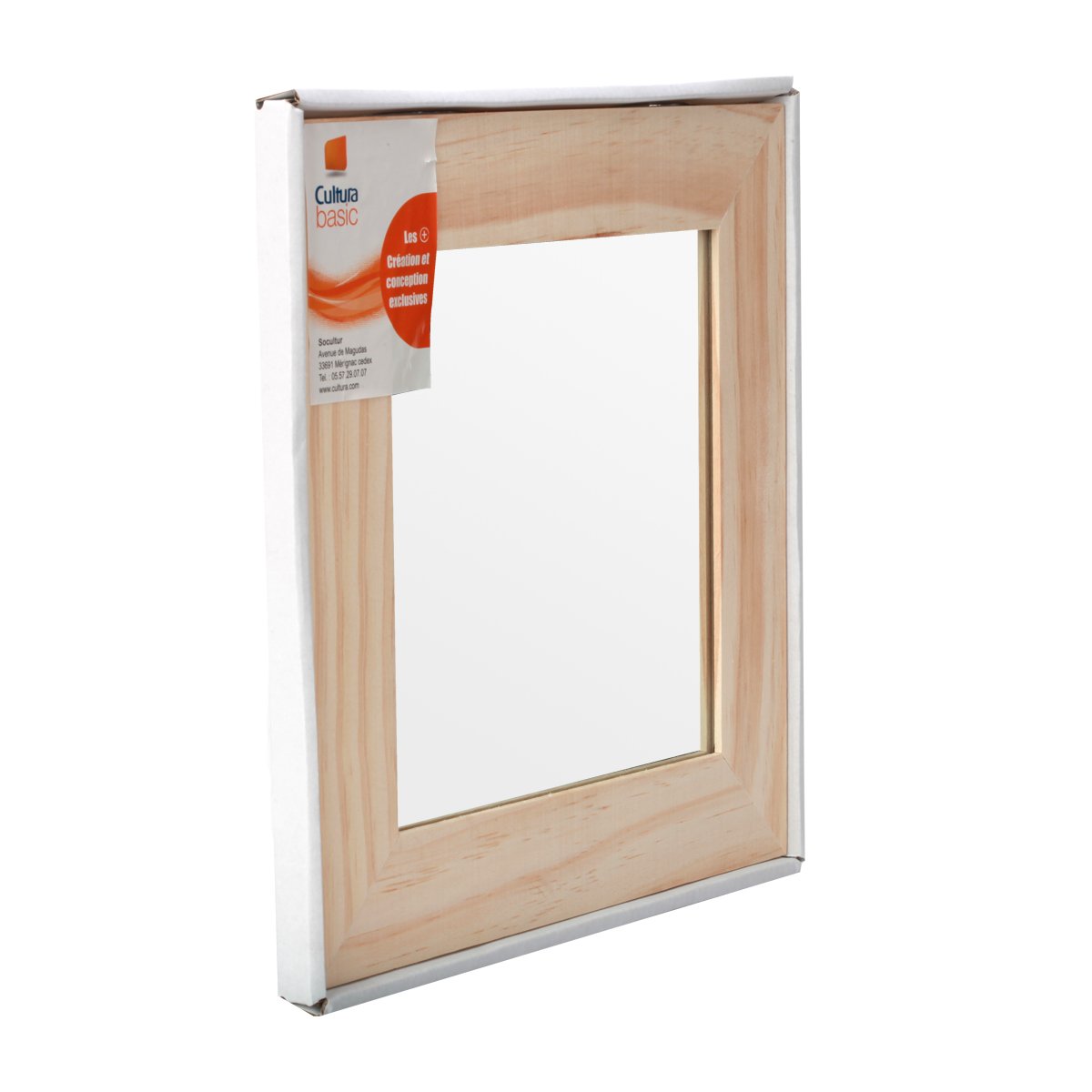 Miroir carré en bois - 25 x 25 cm