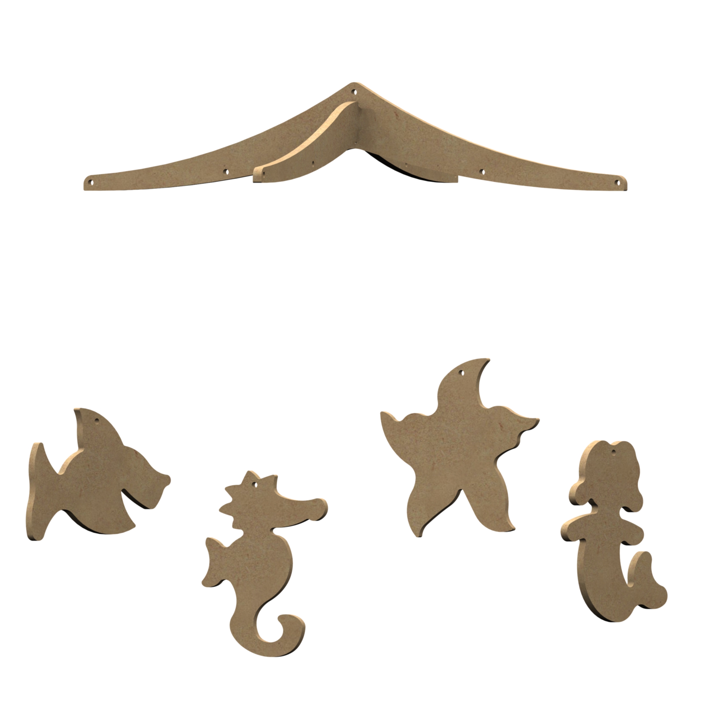 Mobile Mer - 4 formes - 10 cm