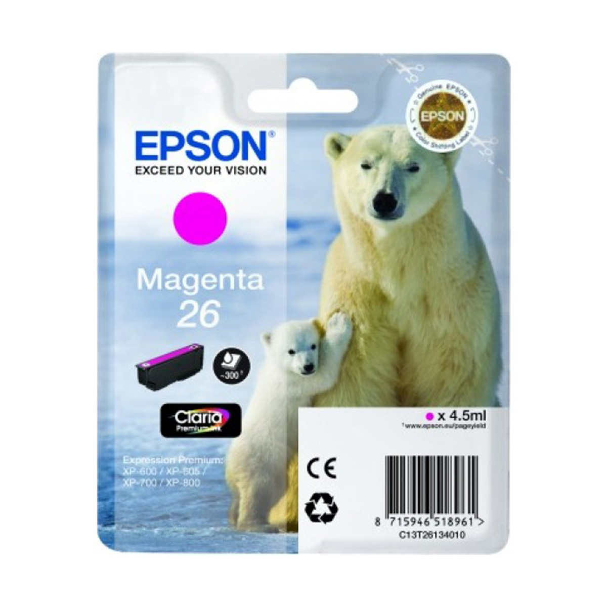 Cartouche imprimante Epson «Ours polaire» - n°26 magenta