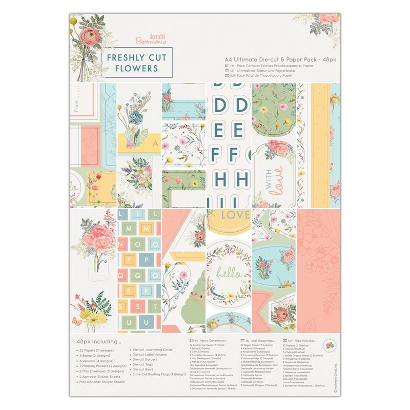 Assortiment de papier et formes découpées - A4 - Fleurs fraîches