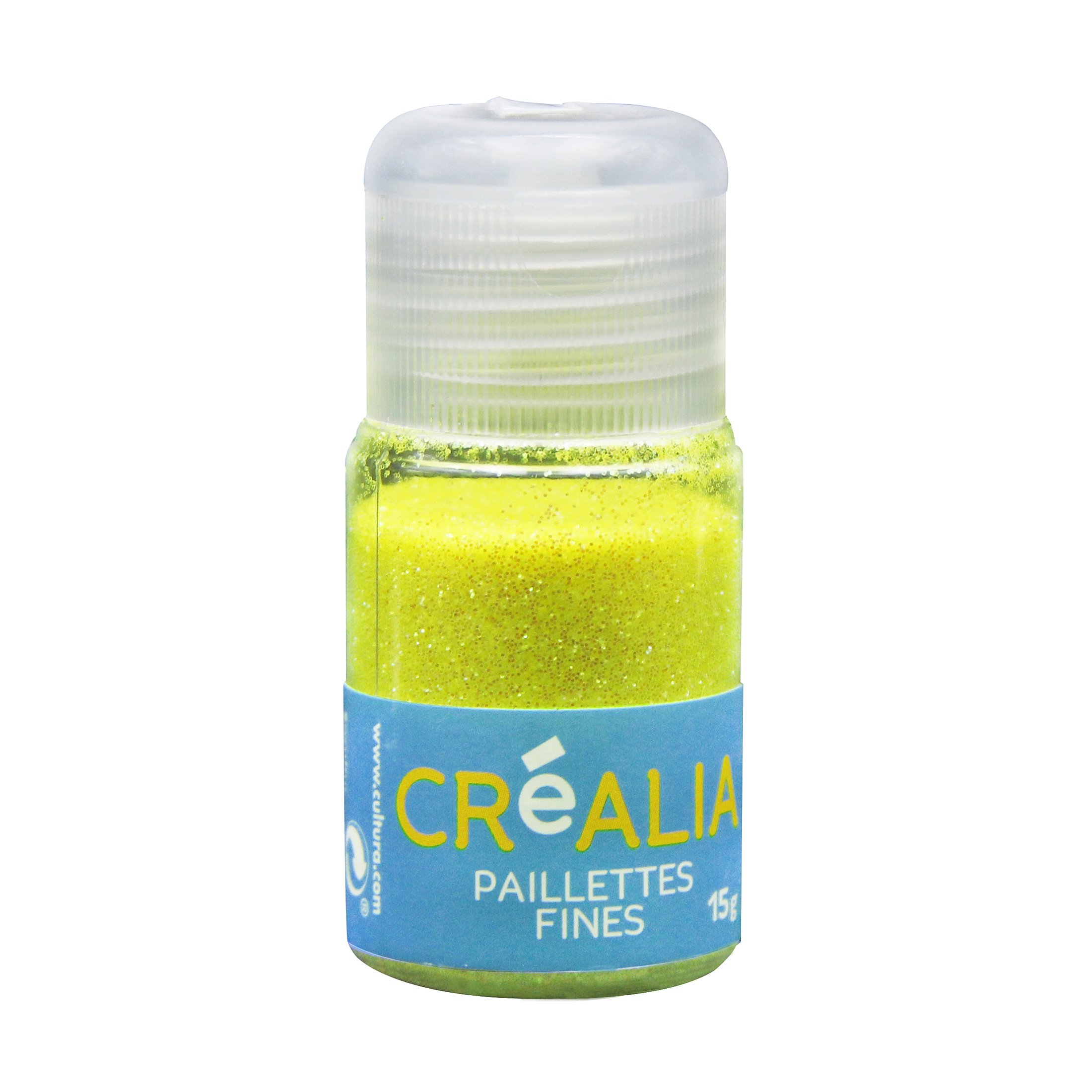 Poudre de paillettes en flacon - jaune fluo - Créalia