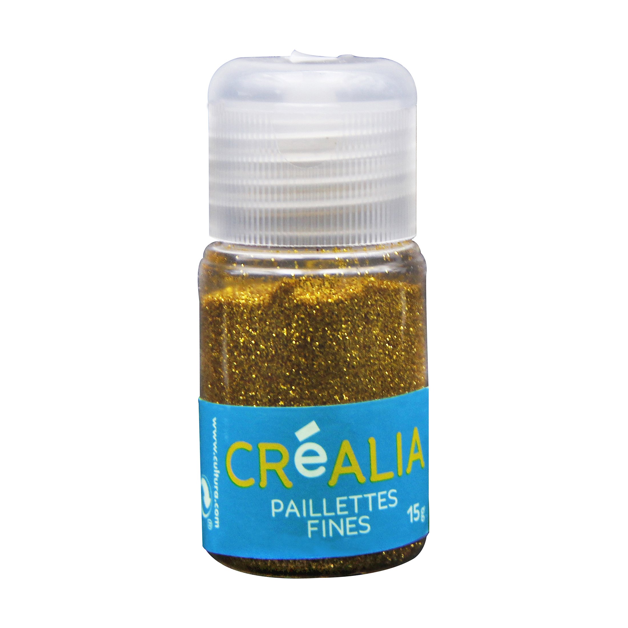 Poudre de paillettes en flacon - or pâle - Créalia - Créalia