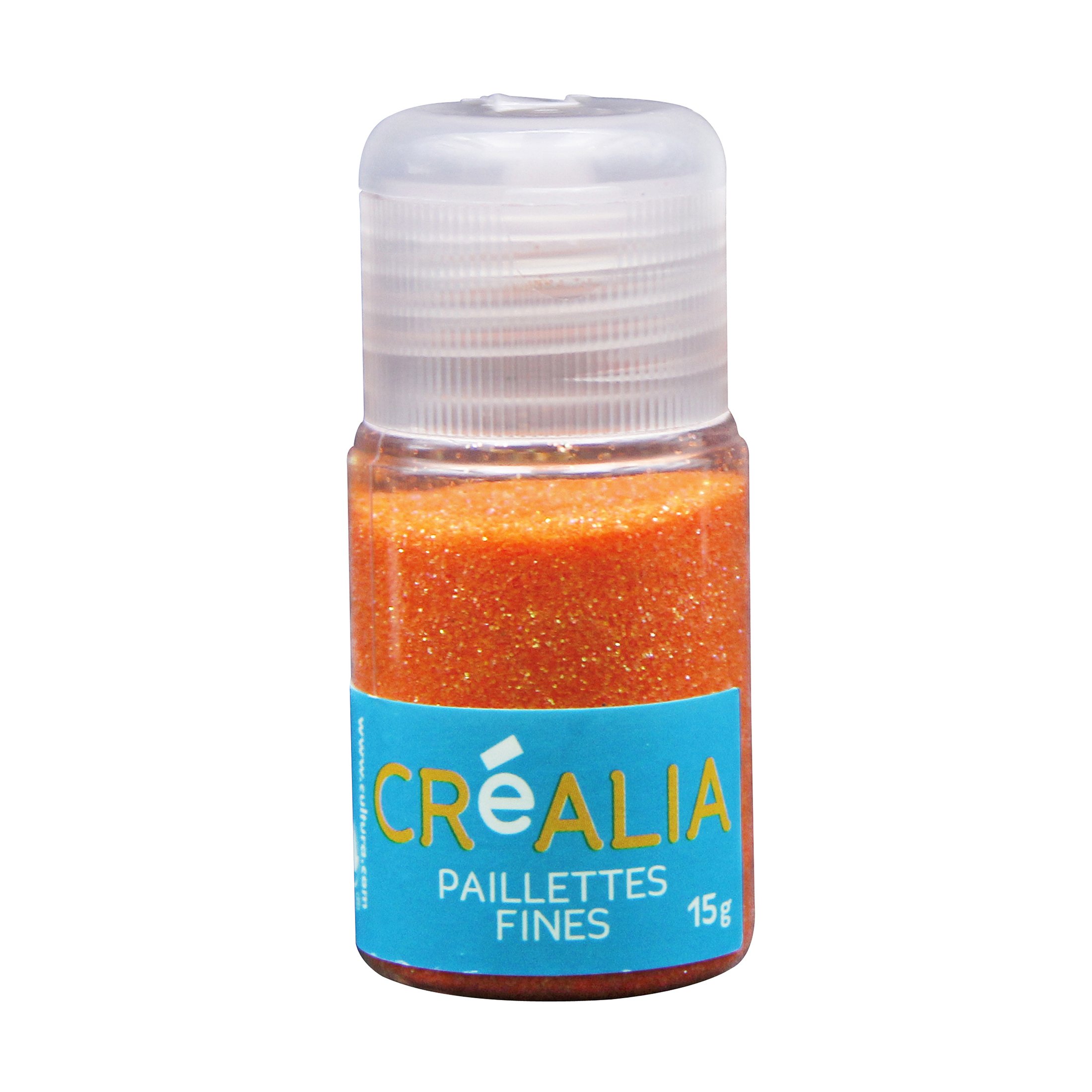 Poudre de paillettes en flacon - orange fluo - Créalia