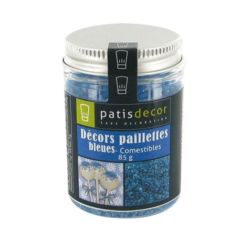 Paillettes comestibles nacrées bleu - Patisdécor