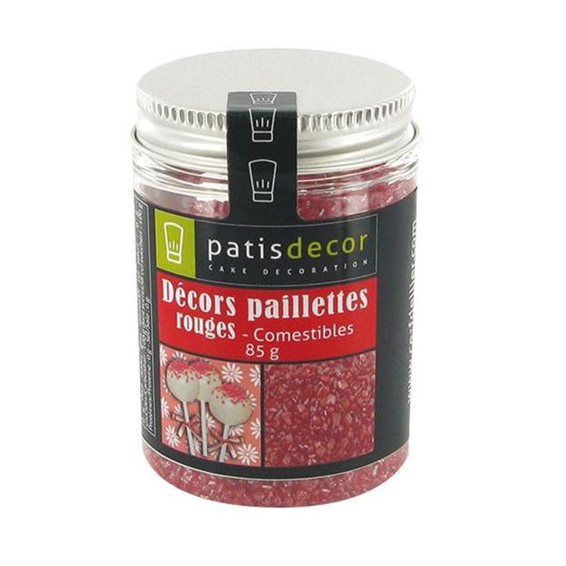 Paillettes alimentaires nacrées rouge - 85g - Patisdécor
