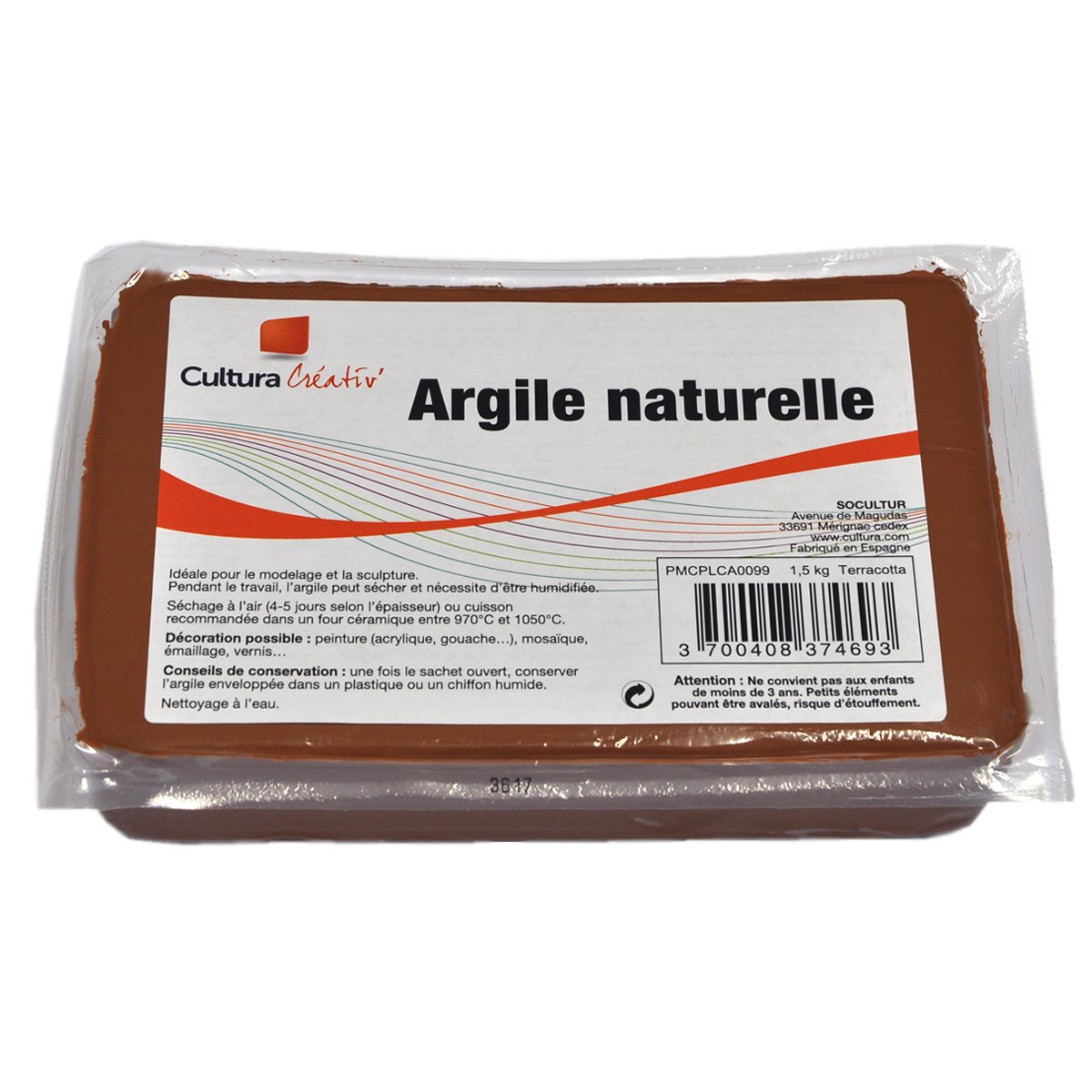 Argile naturelle - Terracotta - 1,5 kg