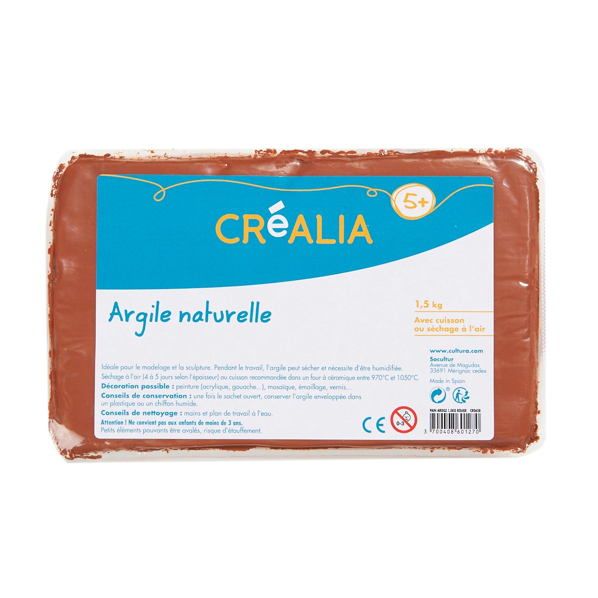Argile naturelle - Terracotta - 1,5 kg - Créalia