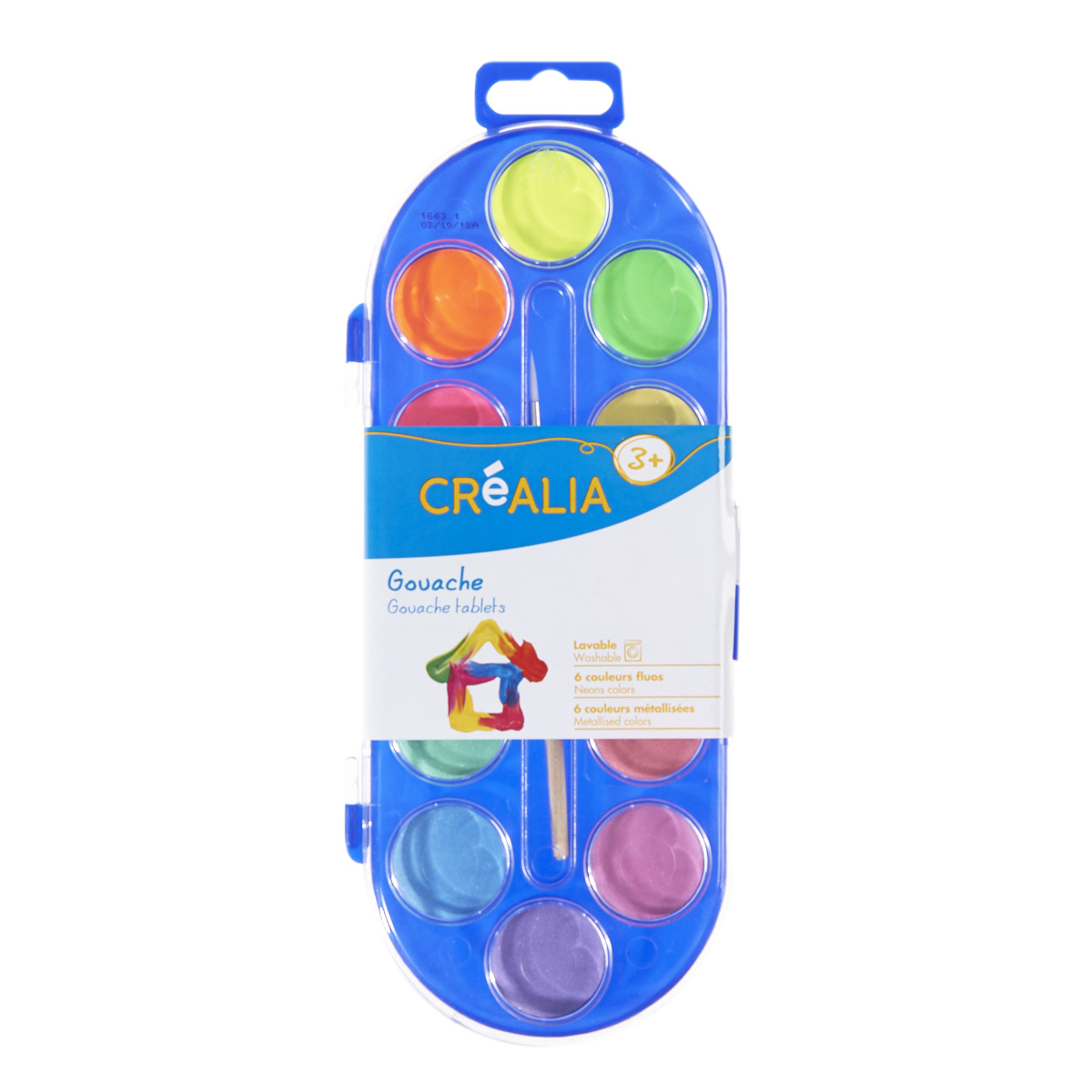 PALETTE 12 GOUACHES COULEURS FLUO METAL