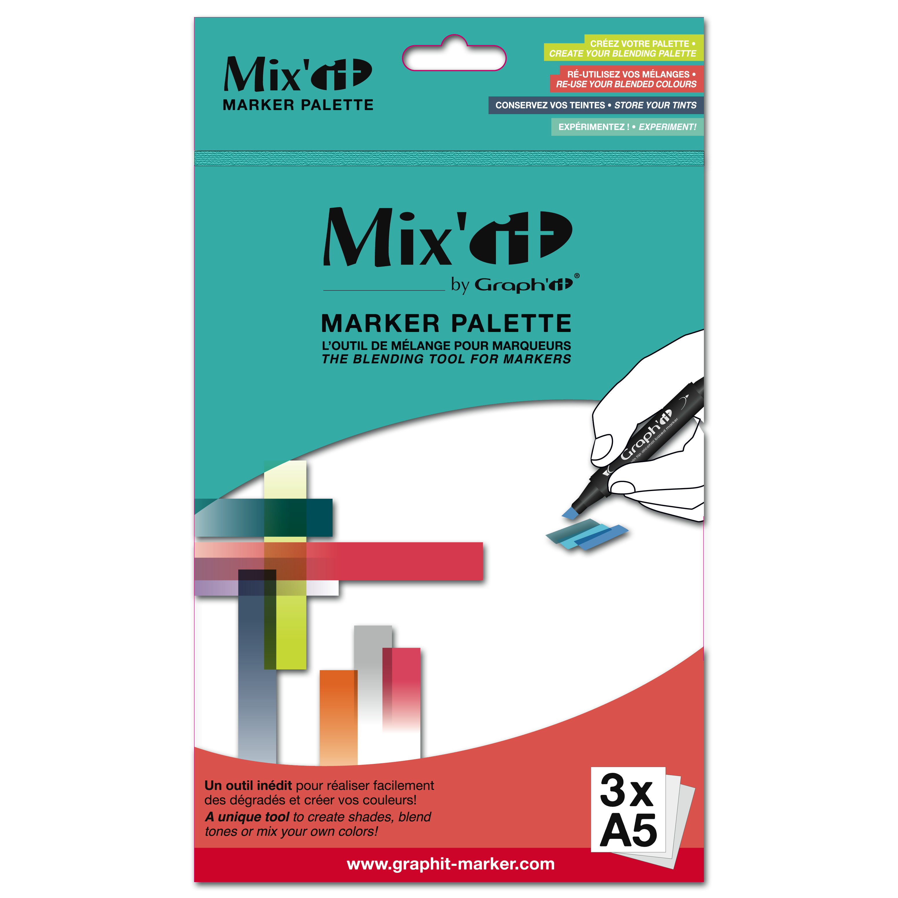 Palette de mélange pour marqueur Graph'it Mix'it - 3 feuilles A5