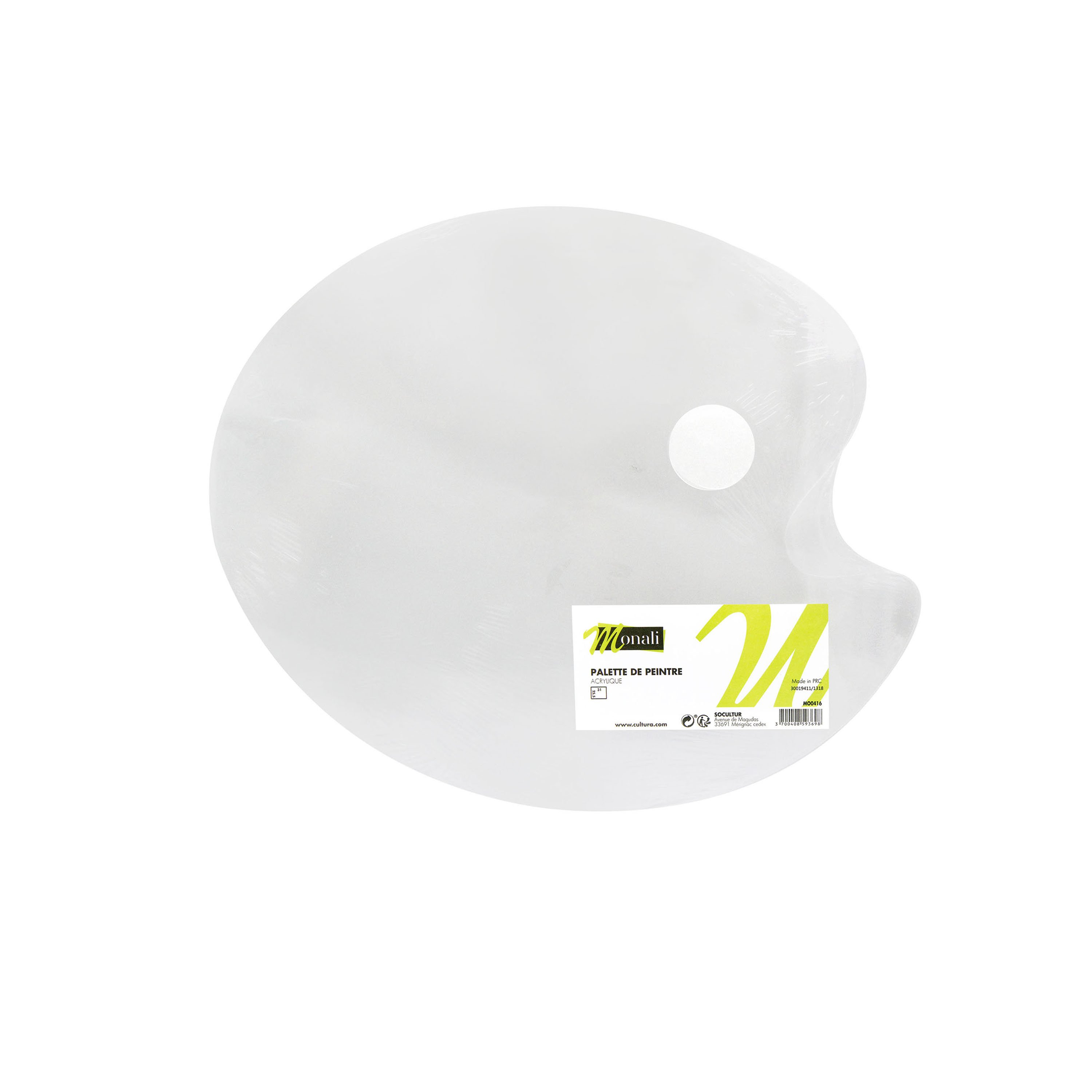 Palette transparente ovale - 31 x 25,5 cm - Monali