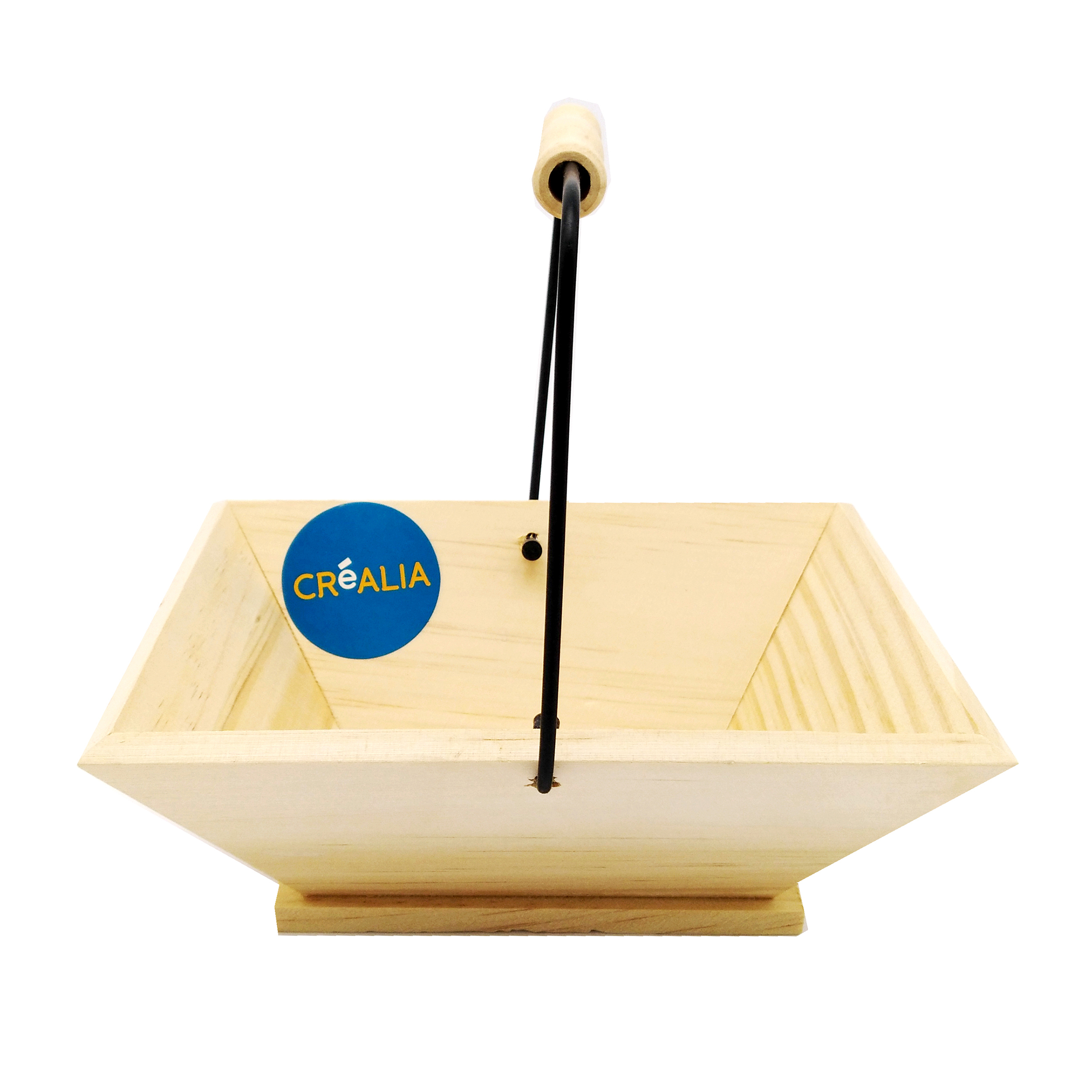 Panier vendange bois et anse métal - Moyen modèle - 17.5x12.7x6.5 cm - Créalia