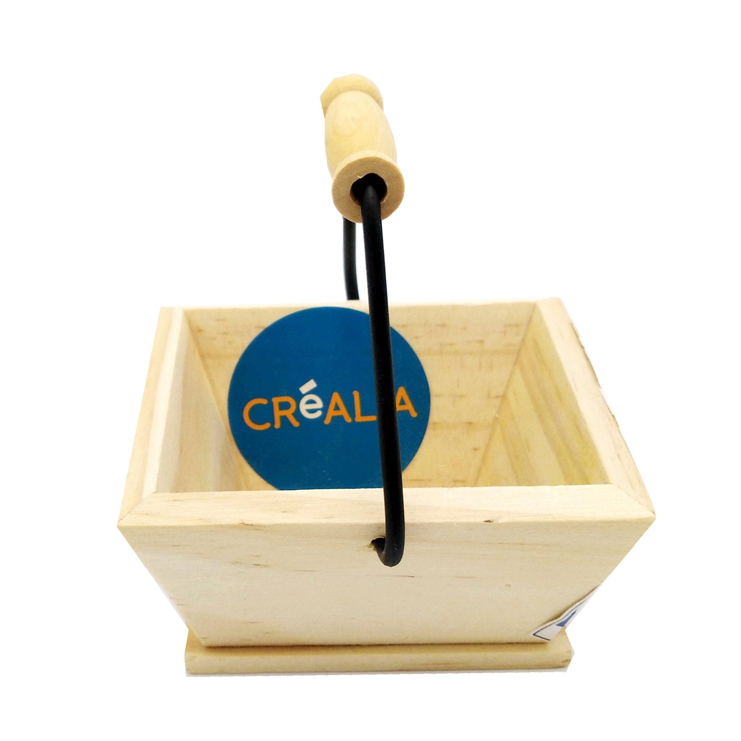 Panier vendange bois et anse métal - Mini modèle - 8.8x7.7x4.2 cm - Créalia