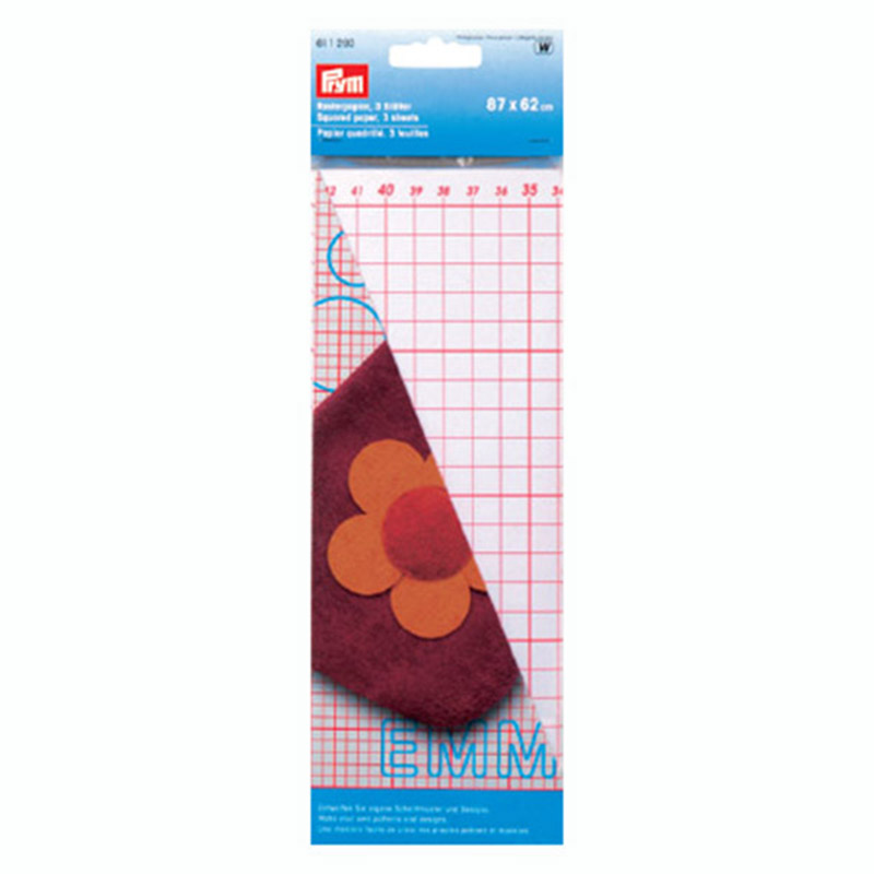 Papier quadrillé - 3 feuilles - blanc / rouge