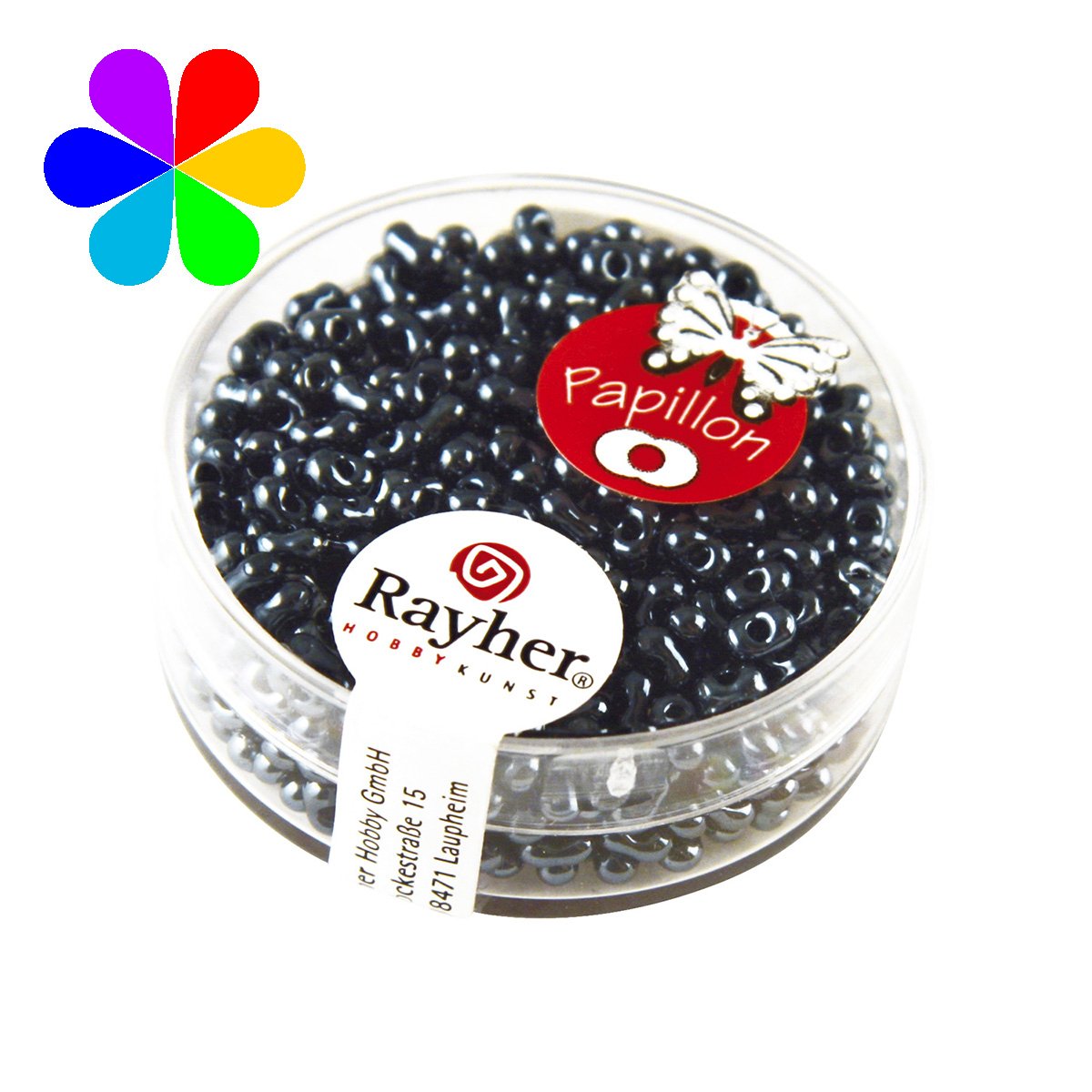 Perles rocailles papillon - anthracite 2x4 mm