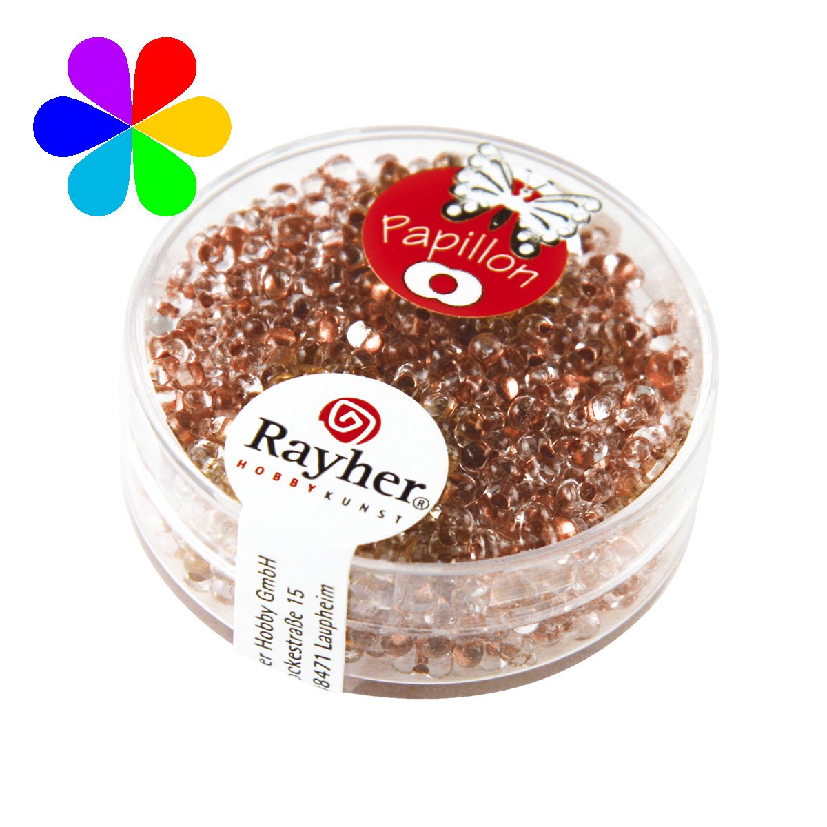 Perles rocailles papillon - cuivre brillant 2x4 mm