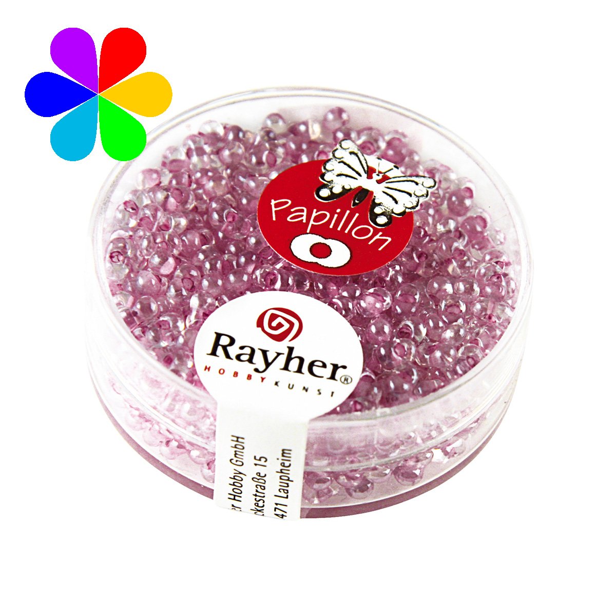Perles rocailles papillon - lilas 2x4 mm