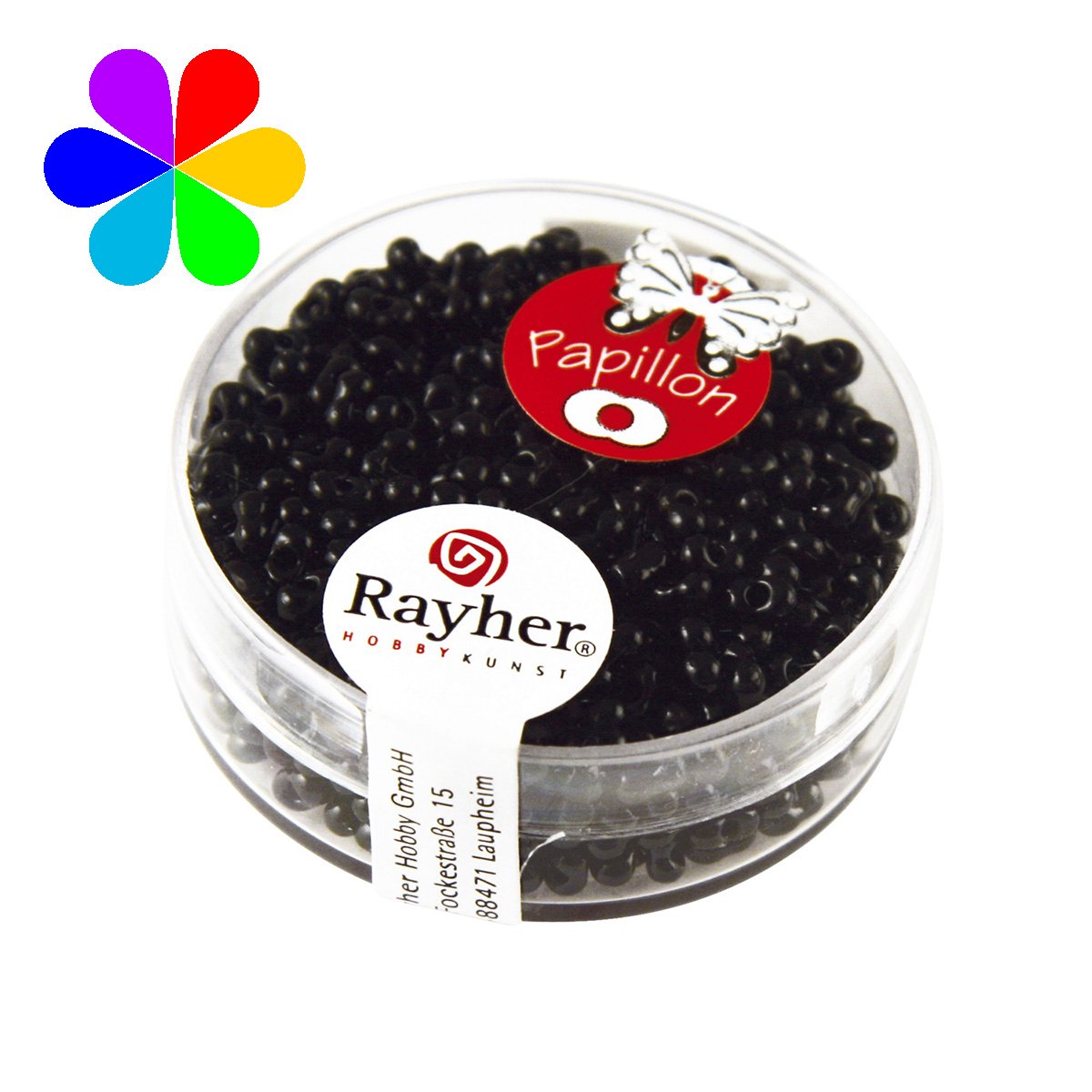 Perles rocailles papillon - noir 2x4 mm