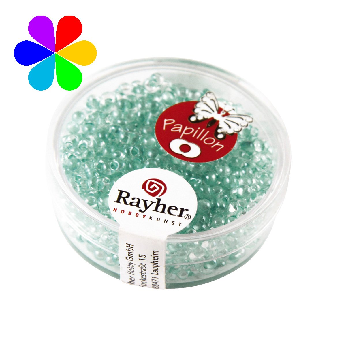 Perles rocailles papillon - vert menthe 2x4 mm