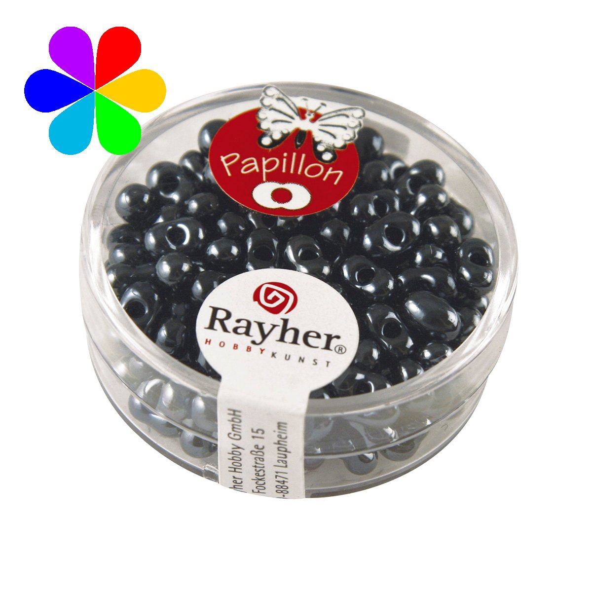 Perles rocailles papillon - anthracite 3.2x6.5 mm