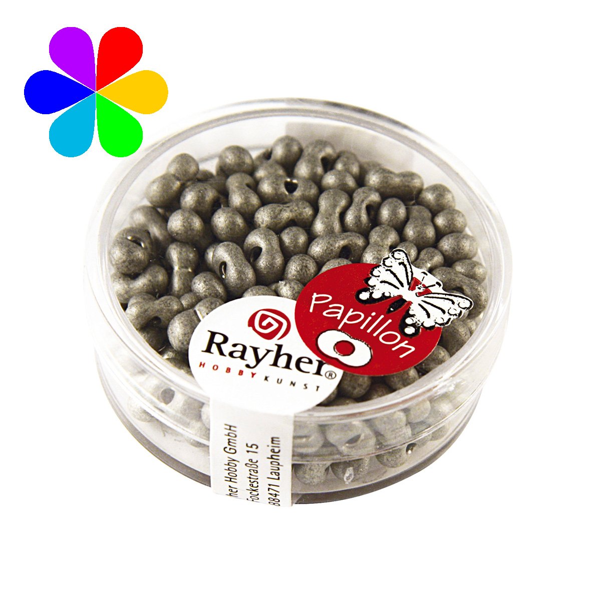 Perles rocailles papillon - argent 3.2x6.5 mm