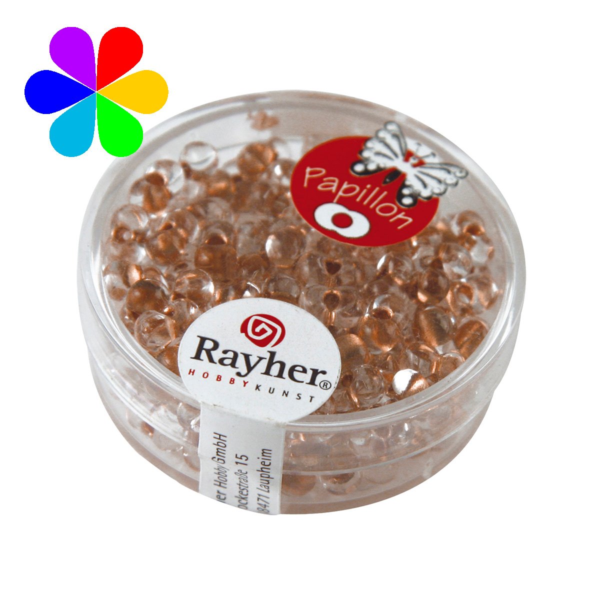 Perles rocailles papillon - cuivre brillant 3.2x6.5 mm