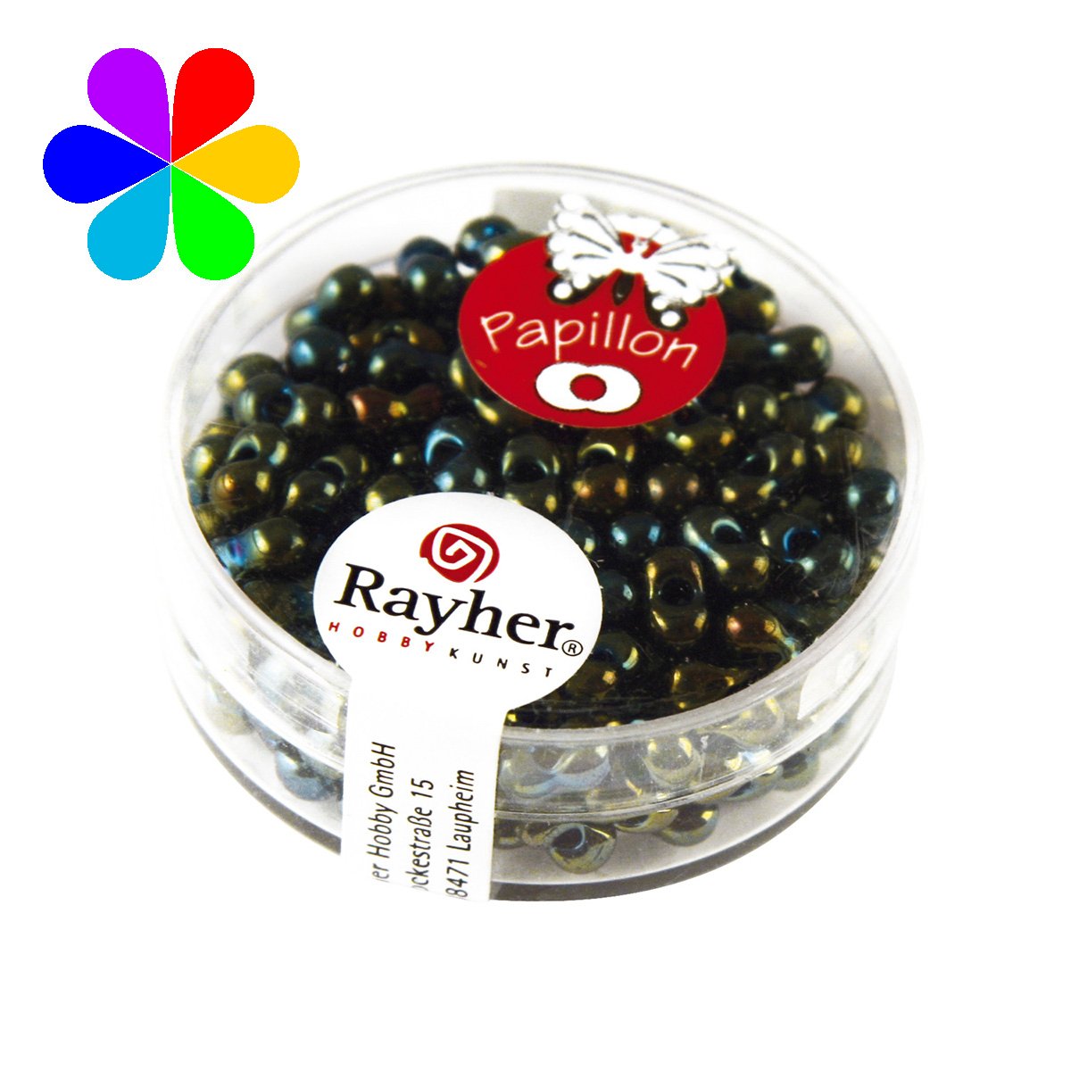 Perles rocailles papillon - émeraude 3.2x6.5 mm