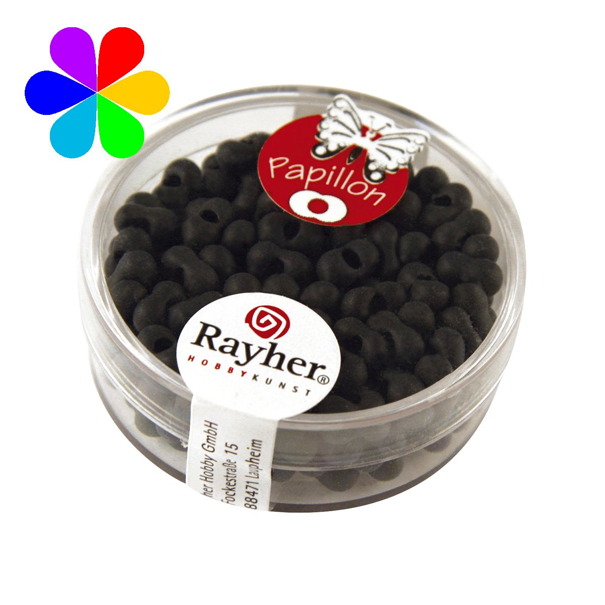 Perles rocailles papillon - noir mat 3.2x6.5 mm