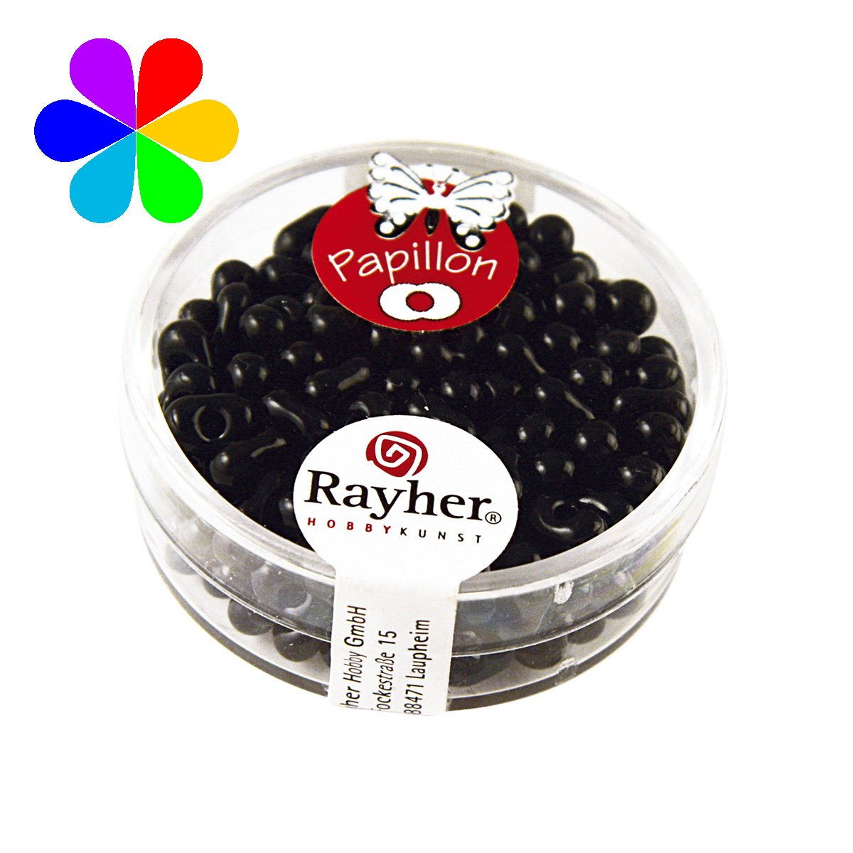 Perles rocailles papillon - noir 3.2x6.5 mm